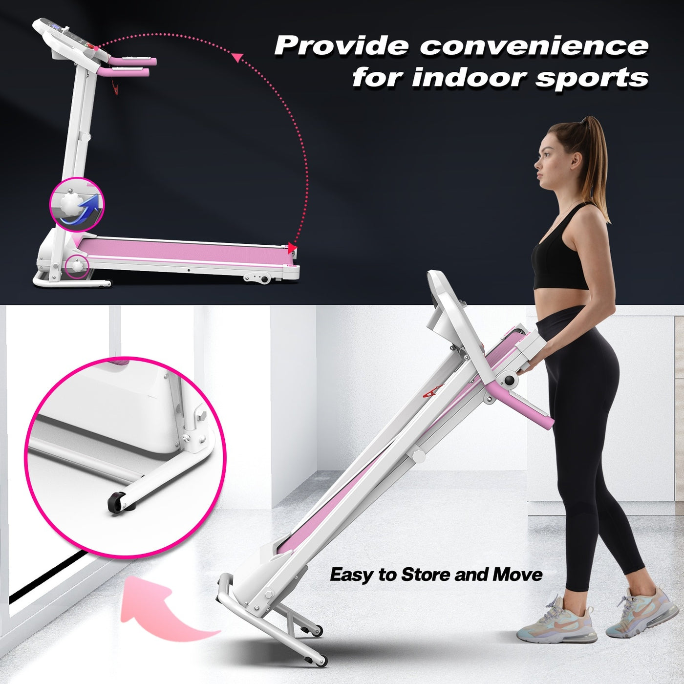 Home Folding Treadmill With Pulse Sensor